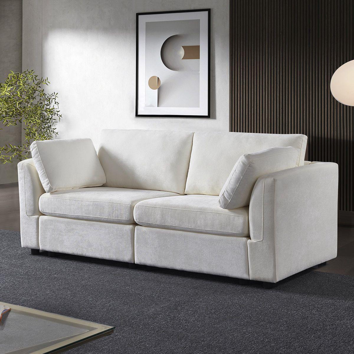 modular sofa whiten chenille fabric,  simple and grand, the seat and back is very soft. this is also a KNOCK DOWN sofa