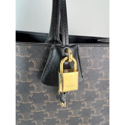 Celine Triomphe Vertical Cabas Black Monogram Canvas Tote
