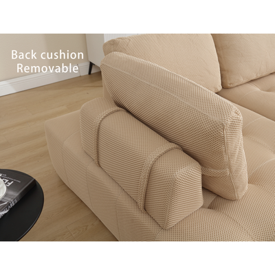 [NEW ARRIVED] [VIDEO PROVIDED]138.5 'Modular Combination Sofa, U-shaped Sofa, Living Room, Apartment, Upholstered ,6-seat Sofa, Free Combination Sofa (Mesh Fabric), Breathable Fabric, Khaki