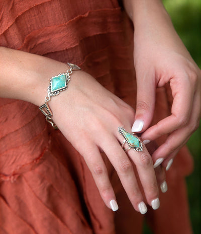 Anemone Blue Turquoise and Sterling Silver Statement Ring