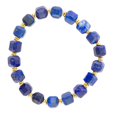 Azul Blue Cubed Lapis Golden Stretch Bracelet