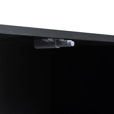 ON-TREND Modern TV Stand with Fluted Glass Door for TVs Up to 100', Media Console with Sliding Door & 2 Drawers, Free-Combination Entertainment Center with LED Light for Living Room, Bedroom, Black