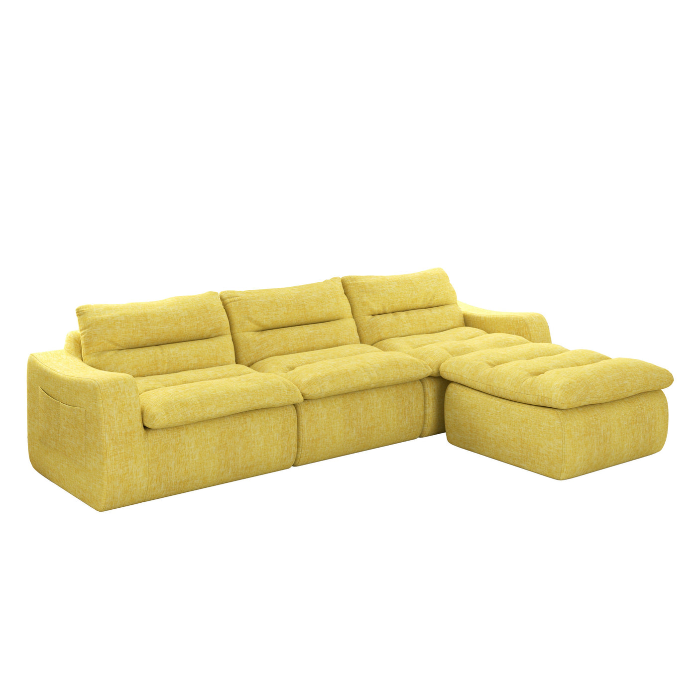 Modern Lazy Style L-Shaped Modular Combined Sofa with Comfortable Beanbag Design - Yellow