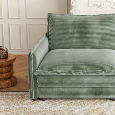 Corduroy Fabric Loveseat Sofa Couch with 1 Footrest for Living Room,2 Seater L-Shaped Sectional with Ottoman, Upholstered Large Size Deep Seat 2-Seat Sofa with 2 cushions
