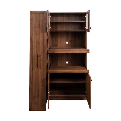 Kitchen pantry cabinet with multi-functional pull-out multi-tier storage shelf,Farmhouse Storage Cabinet with 4 Doors,Pantry Organizers for Kitchen,Dining Room