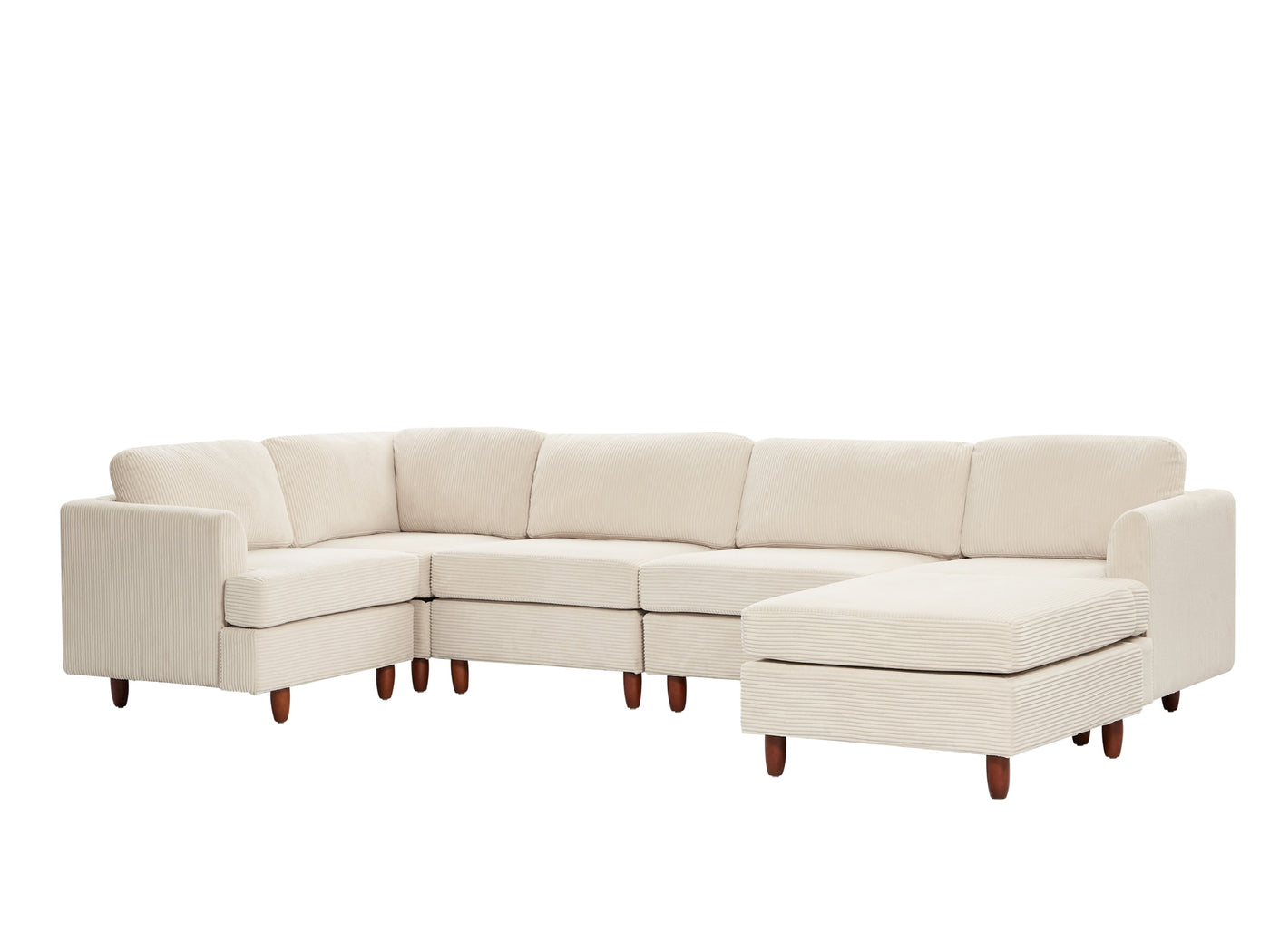 Modern Modular Sectional couch,6 Seaters Sleeper Sofa Upholstered Corduroy Free Combination Sofa(Beige)