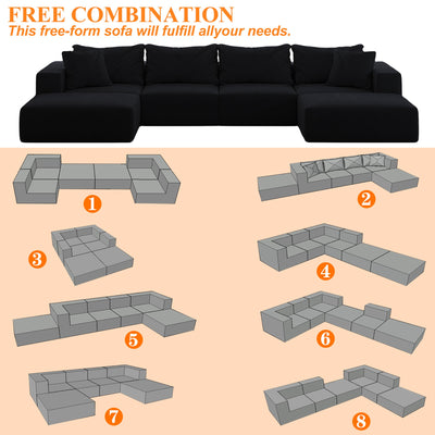 Oversized sponge cloud sofa,Modern Upholstered Sectional Sofa Couch Set,Modular 162' L Shaped Sectional Living Room Sofa Set With 6 Pillows,Free Combination Sofa Couch for Living Room,Bedroom