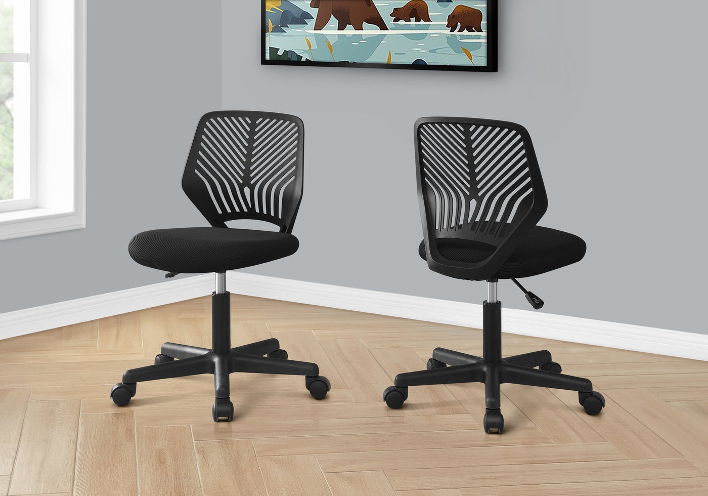 Office Chair, Adjustable Height, Swivel, Ergonomic, Computer Desk, Work, Juvenile, Black Mesh, Black Metal, Contemporary, Modern