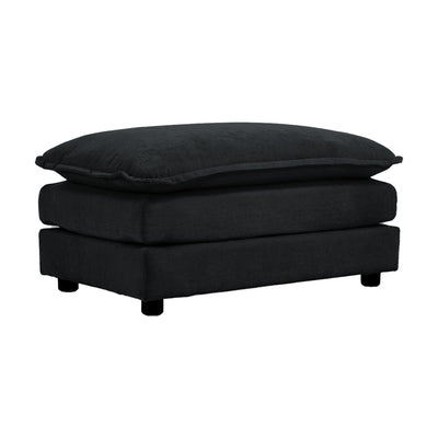 Chenille Two-Seater Sofa with 1 Footrest, 2 Seater L-Shaped Sectional with Ottoman,Loveseat with Ottoman for Small Living Space, Black Chenille