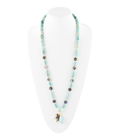 Baja Amazonite and Abalone Long Necklace