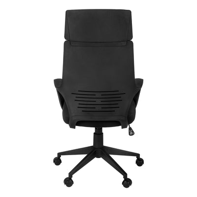 Office Chair, Adjustable Height, Swivel, Ergonomic, Armrests, Computer Desk, Work, Black Fabric, Black Metal, Contemporary, Modern