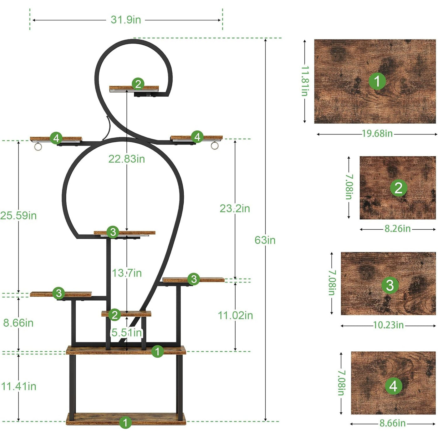 Plant Stand Indoor with Grow Light, 9-Tiered 63' Tall Indoor Plant Shelves for Multiple Plants, Large Metal Plant Shelf, Lighted Plant Stand for Indoor, Balcony, Living Room