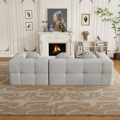 Modern upholstered combination sofa set, fully compressed modular 103' L-shaped combination living room sofa set with 3 pillows, free combination sofa for living room and bedroom (Right side recliner)