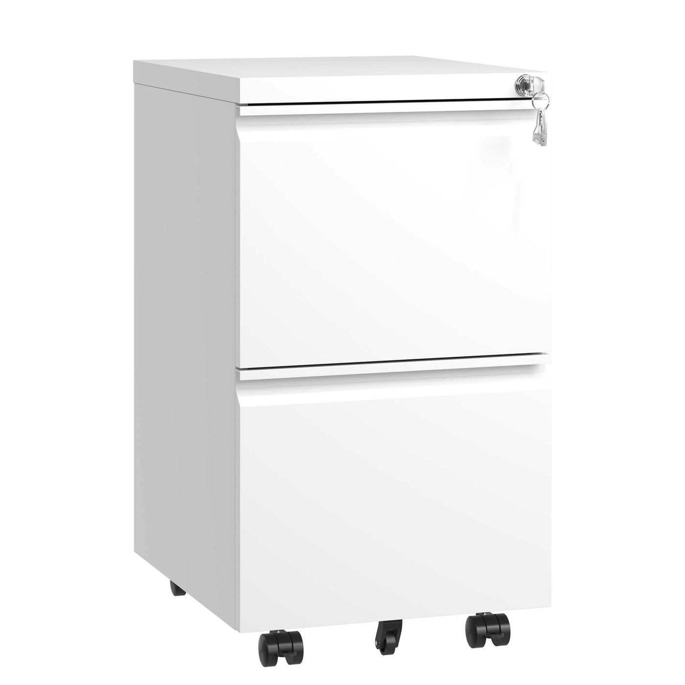 Antique White 2 Drawer Metal Mobile File Cabinet with Lock for Legal/Letter/A4 Size