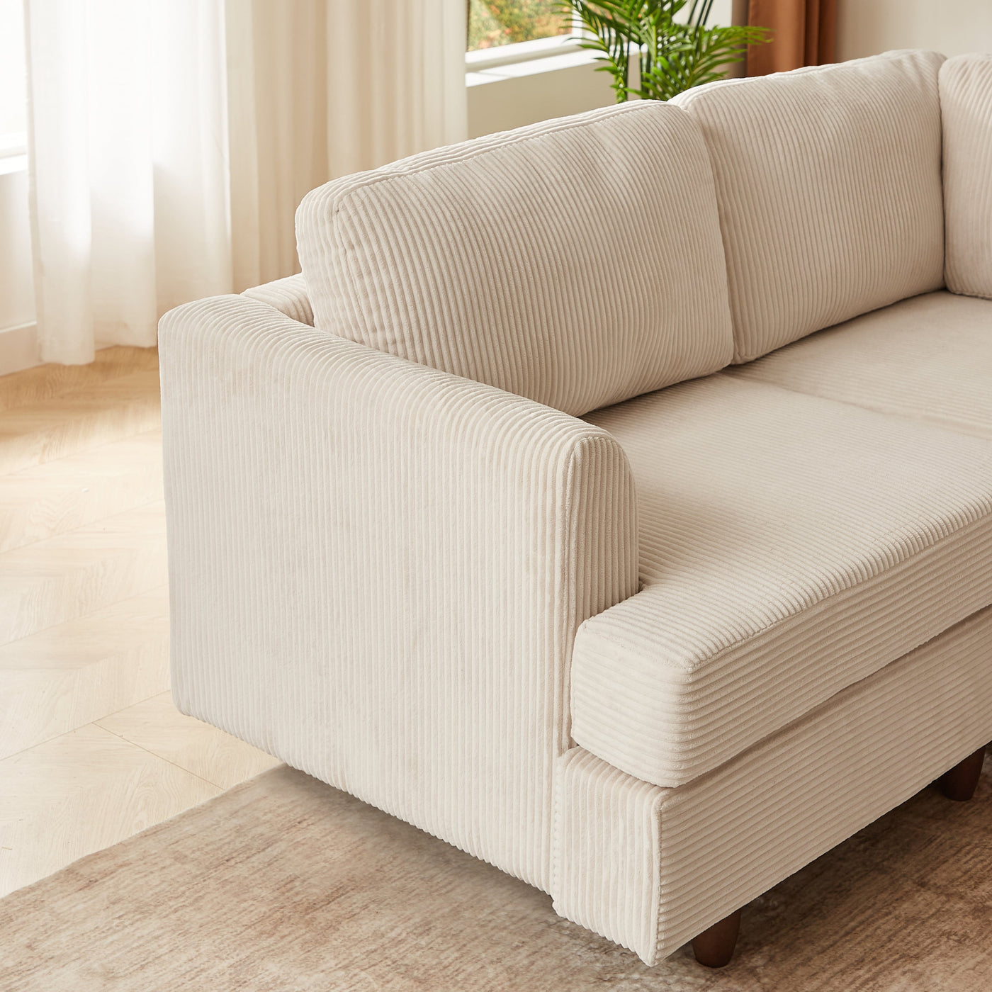 Modern Modular Sectional couch,6 Seaters Sleeper Sofa Upholstered Corduroy Free Combination Sofa(Beige)
