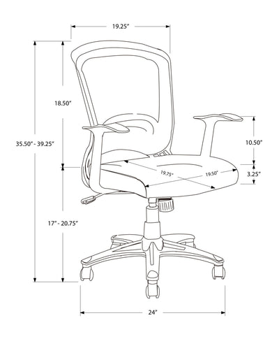 Office Chair, Adjustable Height, Swivel, Ergonomic, Armrests, Computer Desk, Work, Black Mesh, Black Metal, Contemporary, Modern