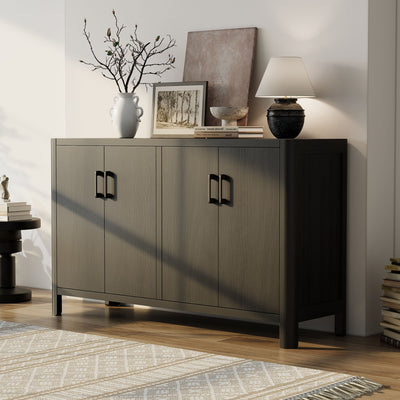 Mirod Farmhouse Style 4-Door Cabinet with Natural Finish, A Rustic Accent for Entryways or Small Spaces