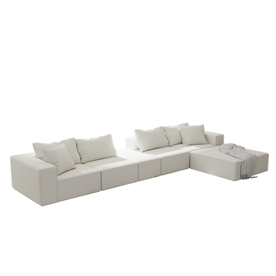 Modern Upholstered Sectional Sofa Couch Set,Modular 132' L Shaped Sectional Living Room Sofa Set With 6 Pillows,Free Combination Sofa Couch for Living Room,Bedroom