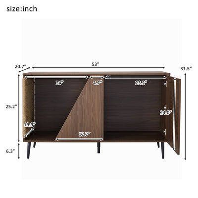 Furniture Style 2 in 1 Mid-century Modern Walnut Cabinet Side Table Design With Spring-loaded door Storage