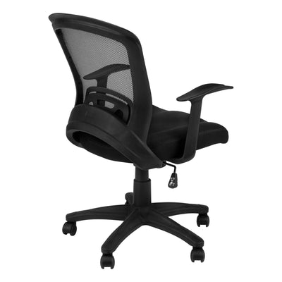 Office Chair, Adjustable Height, Swivel, Ergonomic, Armrests, Computer Desk, Work, Black Mesh, Black Metal, Contemporary, Modern