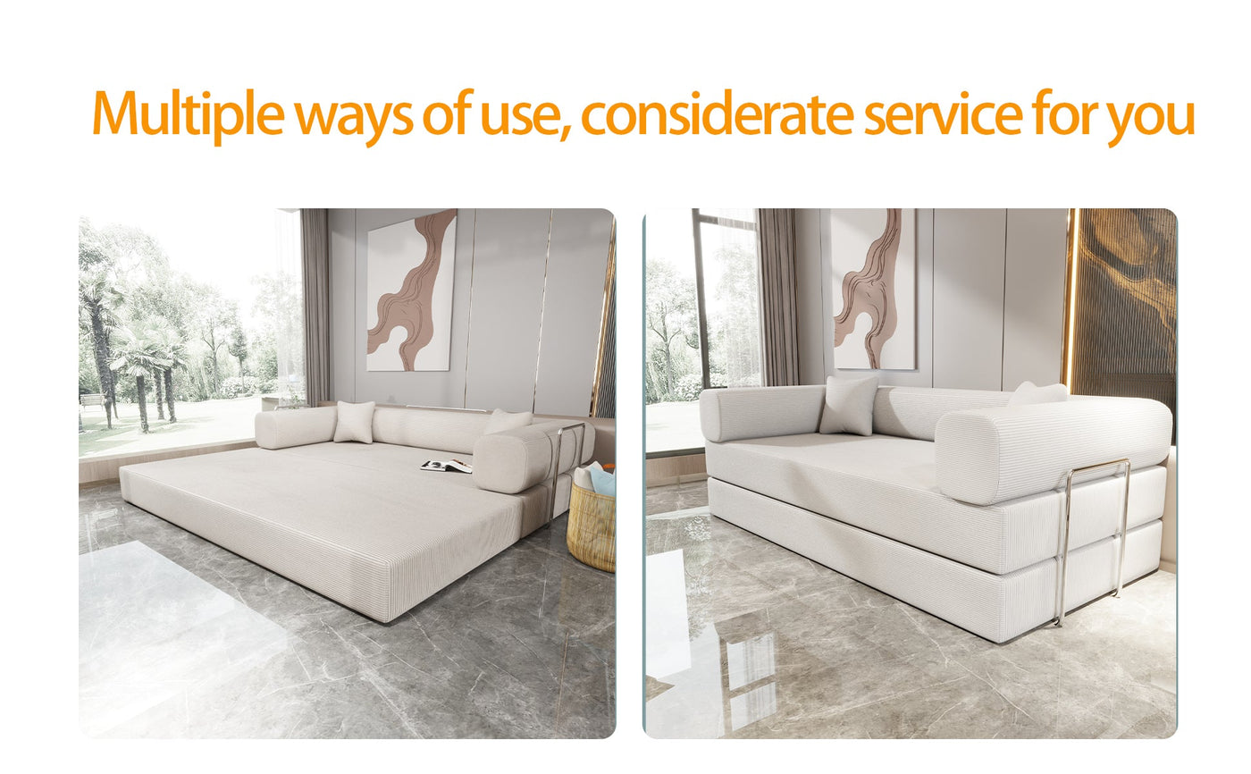 Double sofa, sofa bed, multifunctional compression sofa, wide body sofa, pure sponge sofa, fine striped velvet fabric sofa