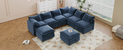 Mirod Versatile 8-Piece Modular Sofa Bed with Storage,Stylish Faux Double-Layer Cushions,Comfortable & Durable Design,Perfect for Any Living Space