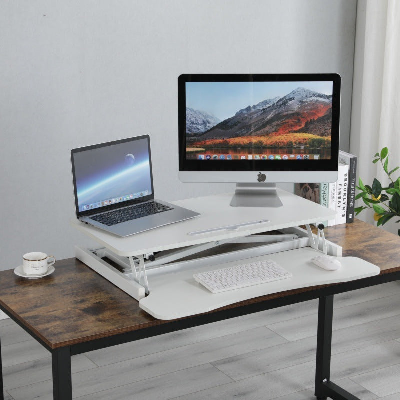 32 Inch Desk Converter, Height Adjustable Sit to Stand Riser, Dual Monitor and Laptop Workstation with Wide Keyboard Tray, Standing Computer Desk, WHITE ( BACK TO SCHOOL )