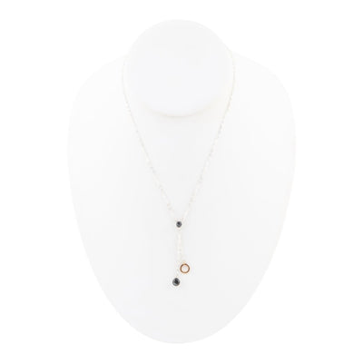 Circle Two-Toned Grey Labradorite Sterling Silver Necklace
