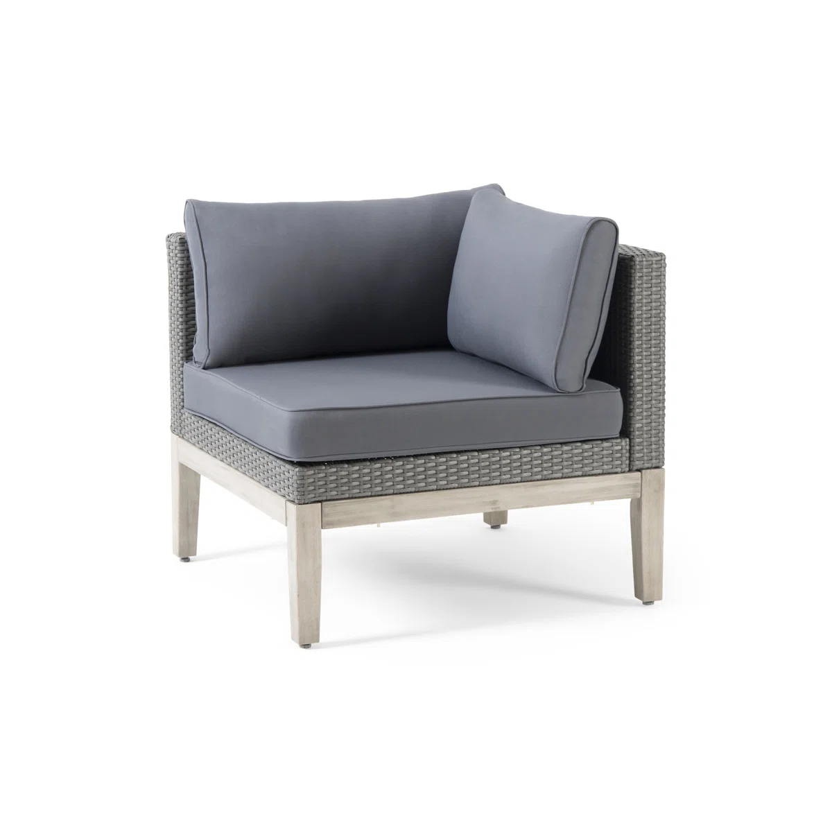 Outdoor Acacia Wood and Wicker 3 Piece Sectional Sofa Set