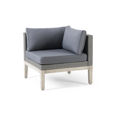 Outdoor Acacia Wood and Wicker 3 Piece Sectional Sofa Set