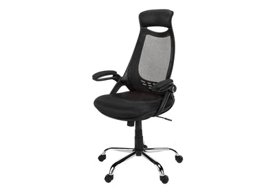 Office Chair, Adjustable Height, Swivel, Ergonomic, Armrests, Computer Desk, Work, Black Mesh, Chrome Metal, Contemporary, Modern