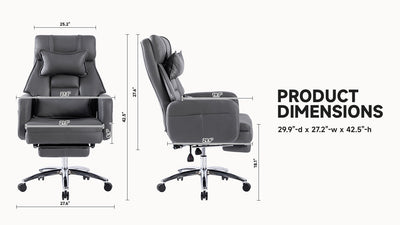 Swivel Ergonomic Office Chair, Technology Leather  High Back Office Chair with Lumbar Support Headrest, Sedentary Comfortable Boss Chair, 155° Reclining Computer Chair (Color : DARK GREY)