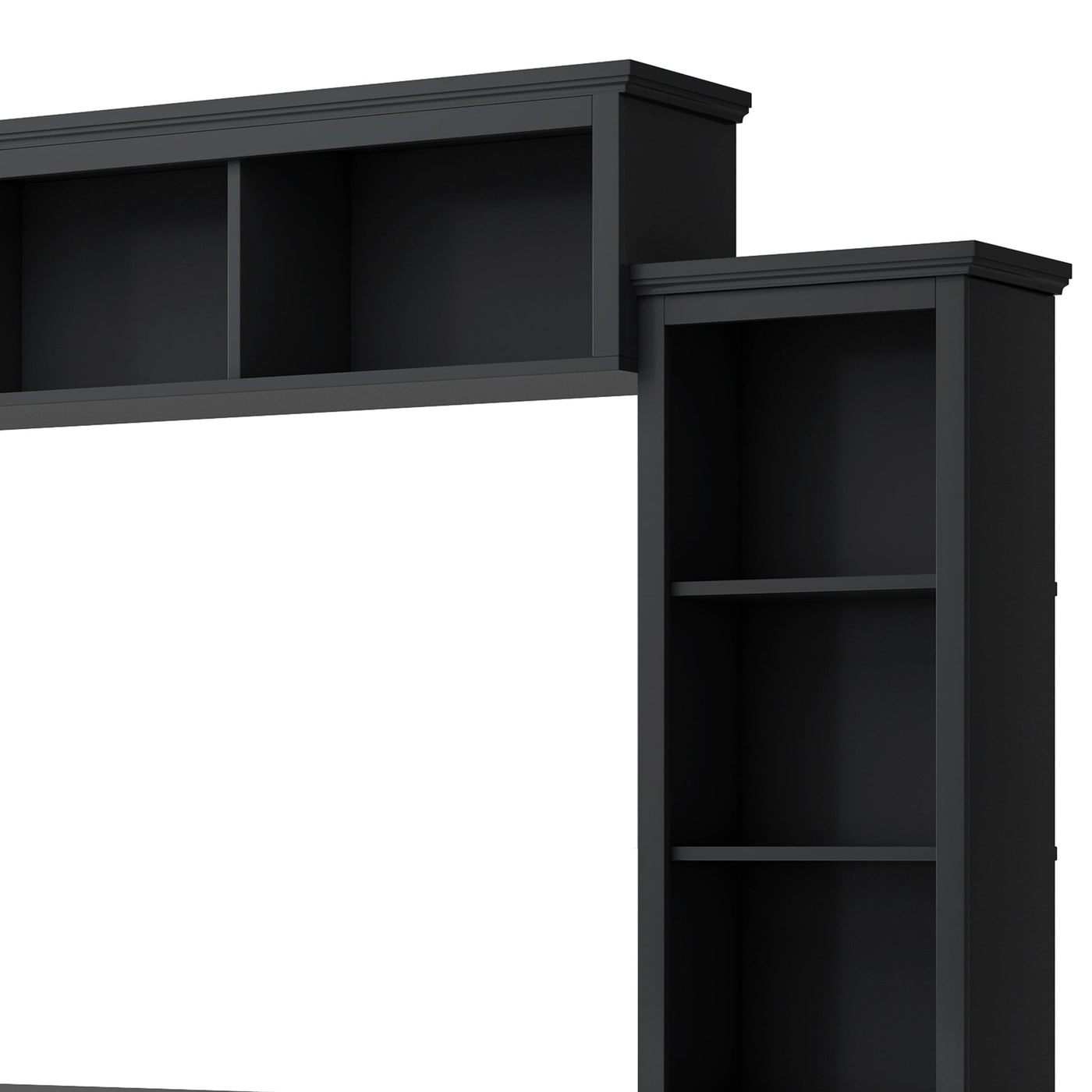 [VIDEO provided] ON-TREND Minimalism Entertainment Wall Unit with Bridge, Modern TV Console Table for TVs Up to 70', Multifunctional TV Stand with Tempered Glass Door, Black (Old SKU: SD000009AAB)