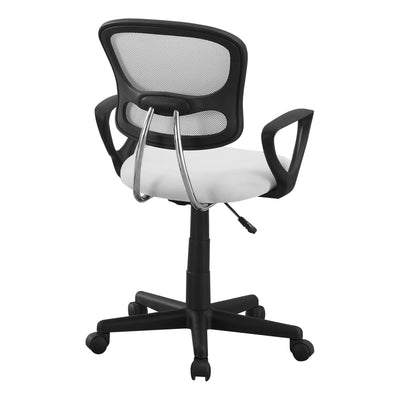 Office Chair, Adjustable Height, Swivel, Ergonomic, Armrests, Computer Desk, Work, Juvenile, White Mesh, Black Metal, Contemporary, Modern