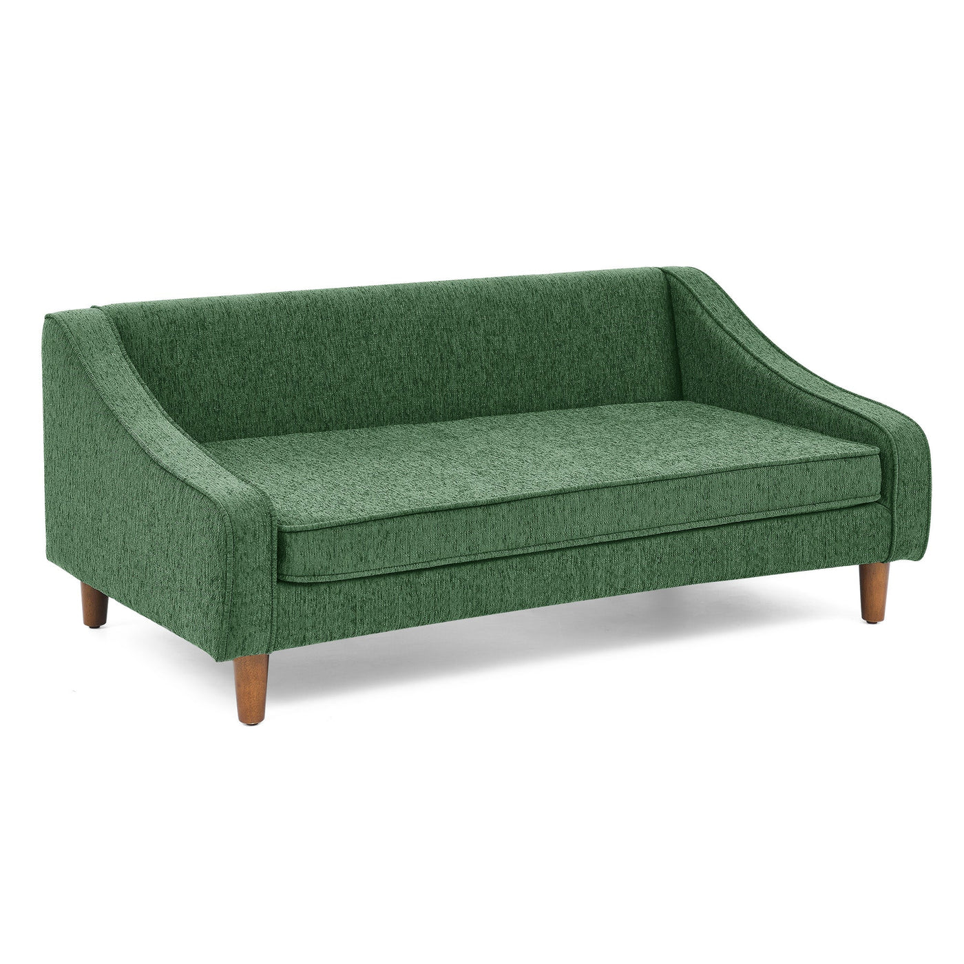 Modern Durable Elevated Dog Sofa Bed with Irregular Armrest Design, Comfortable Soft Green Pet Sofa, Foam Material