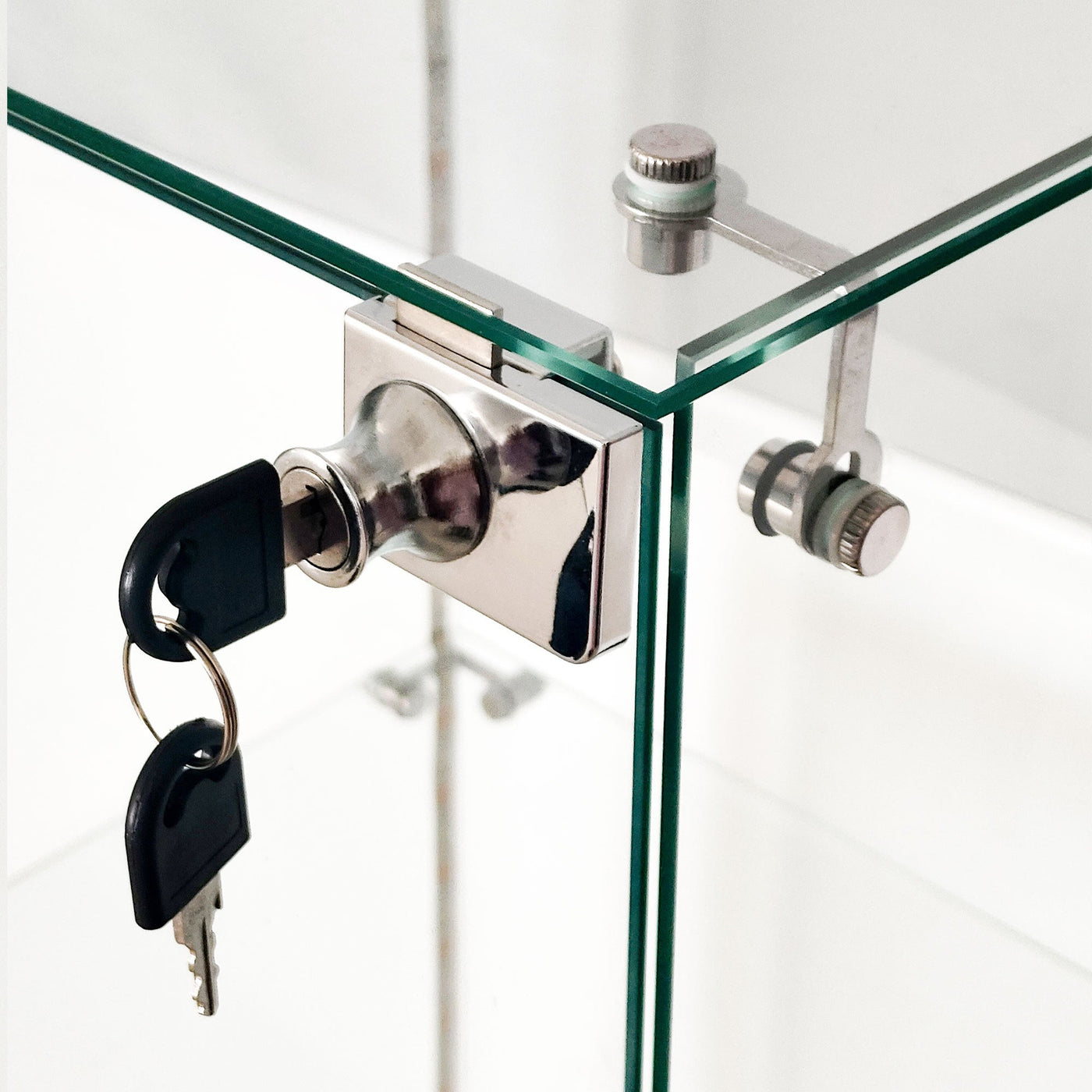 Tempered Glass Display Cabinet,Wine Cabinet, Storage Cabinet,File Cabinet, Tempered Glass Top,Bluetooth LED Light Strip,with Door Lock,suitable for Living Room, Bedroom,Hallway,Office,color:white