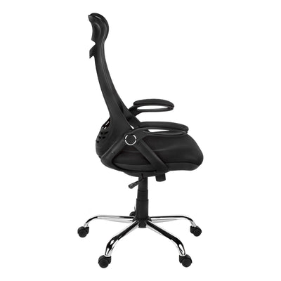 Office Chair, Adjustable Height, Swivel, Ergonomic, Armrests, Computer Desk, Work, Black Mesh, Chrome Metal, Contemporary, Modern
