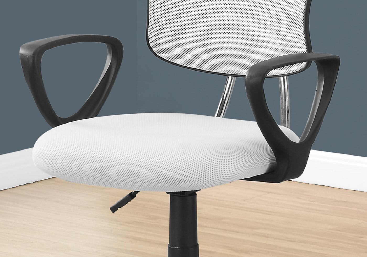Office Chair, Adjustable Height, Swivel, Ergonomic, Armrests, Computer Desk, Work, Juvenile, White Mesh, Black Metal, Contemporary, Modern