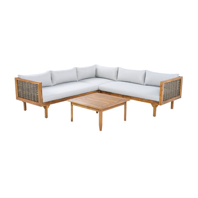 SECTIONAL SEATING GROUP WITH WATERPROOF CUSHIONS - PREMIUM OUTDOOR SOFA SET(LIGHT GRAY CUSHION)