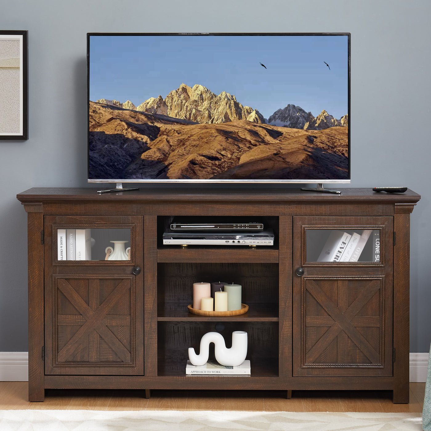 2 Doors Cabinet Farmhouse  Cabinet, Farmhouse TV Stand Barn Design,Modern Farmhouse TV Media Stand, Large Barn Inspired Home Entertainment Console,Espresso, 60.23'W*15.35'D*31.7'H