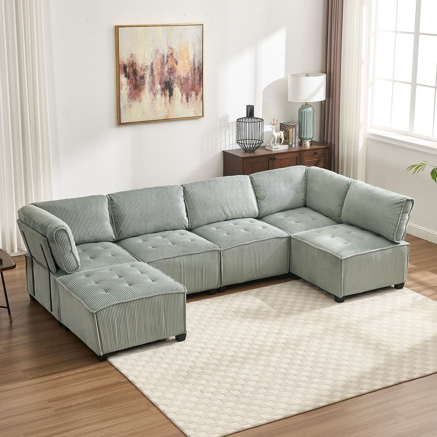 UNITED WE WIN Modular Sectional Sofa U Shaped Modular Couch with Reversible Chaise Modular Sofa Sectional Couch,6- Seat Convertible Sofa,Fit for Living Room