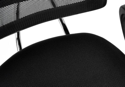 Office Chair, Adjustable Height, Swivel, Ergonomic, Armrests, Computer Desk, Work, Juvenile, Black Mesh, Black Metal, Contemporary, Modern
