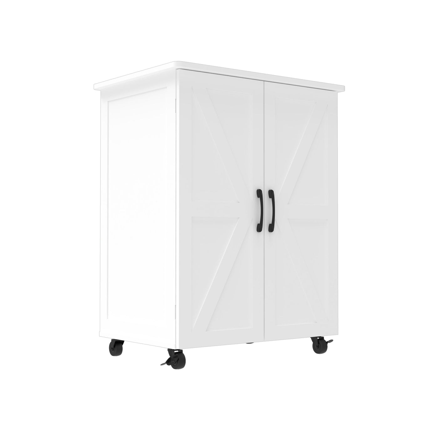 Exquisite Craftsmanship Rice Door Storage Cabinet, Large Capacity, White MDF, 27.36x19.68x35.55 Inches