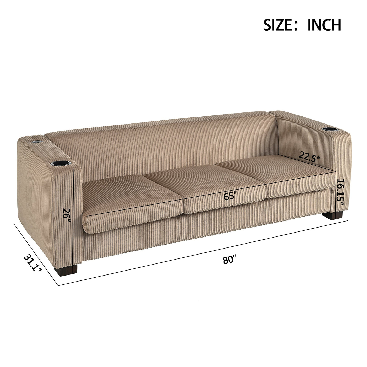 BEIGE  3 SEATER SOFA,LIGHT COFFEE COLOR