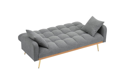 69 Inch Sofa Bed Gray with Adjustable Teddy Sofa for Small Space Living Room and Bedroom