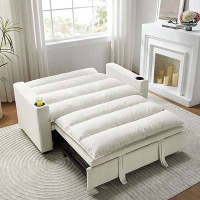 Convertible Sofa Bed, 3-in-1 Multi-Functional Velvet Sleeper Couch Pull-Out Bed, 47'' Loveseat Chaise Lounge with Adjustable Backrest ,  Living Room, Small Space