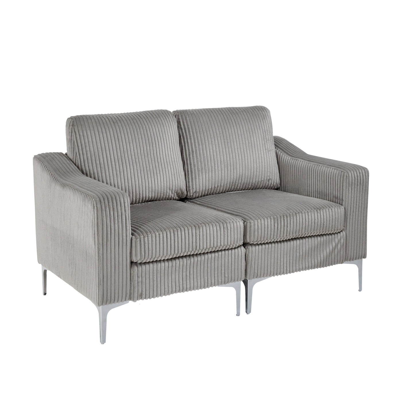 Modular Sectional Two-Seater Sofa , Corduroy Sectional Couch,Gray
