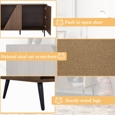 Furniture Style 2 in 1 Mid-century Modern Walnut Cabinet Side Table Design With Spring-loaded door Storage