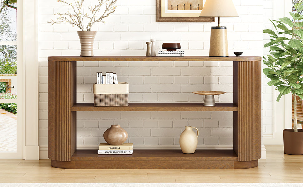 Mirod Modern Entryway Console Table - Slim Sofa Table with Open Shelf & Elegant Wood Grain, Multi-Functional Hallway Table for Living Room