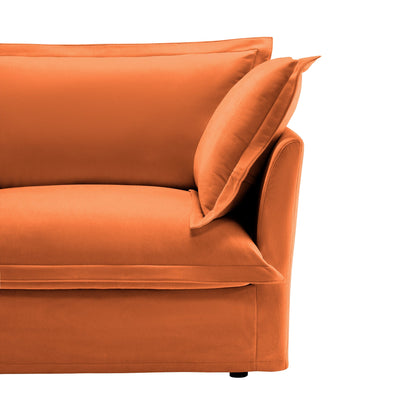 L-Shaped Slipcovered Sectional Sofa Couch, Comfy Chenille Deep Seat Cloud Couch with Convertible Ottoman & 2 Big Pillows, Modern Oversized 3 Seater Slipcovered Sofa Set for Living Room Office, Orange